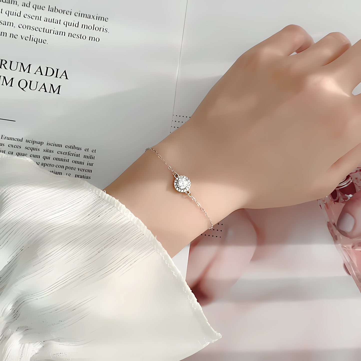 Morganite S925 Sterling Silver Fashion Sunflower Bracelet