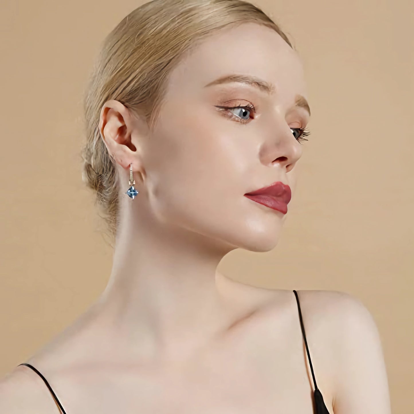 Copper-plated 14K Real Gold Diamond Earrings