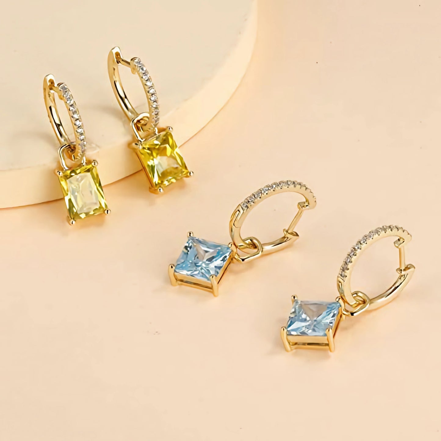 Copper-plated 14K Real Gold Diamond Earrings