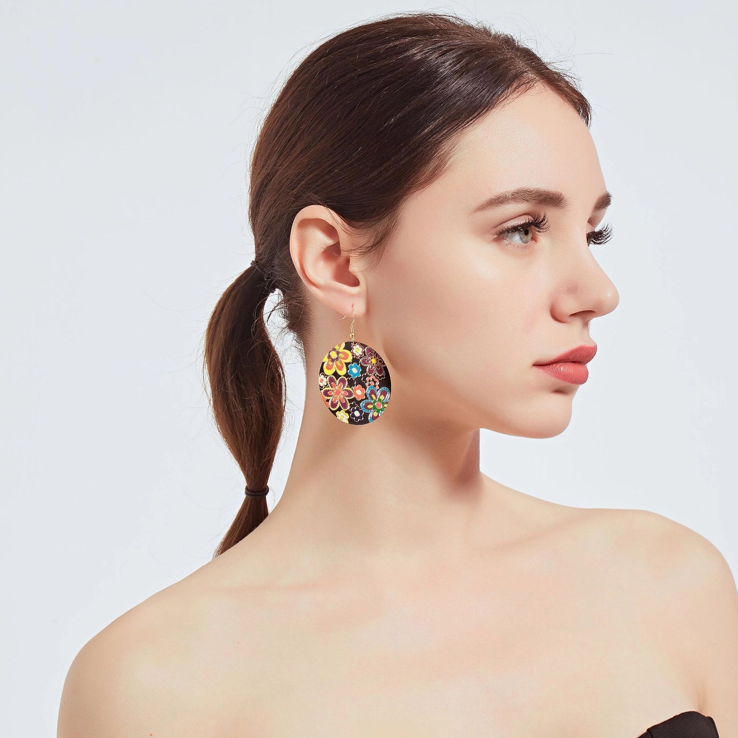 New Fashionable Exaggerated Computer Chip Oil Splatter Flower Earrings