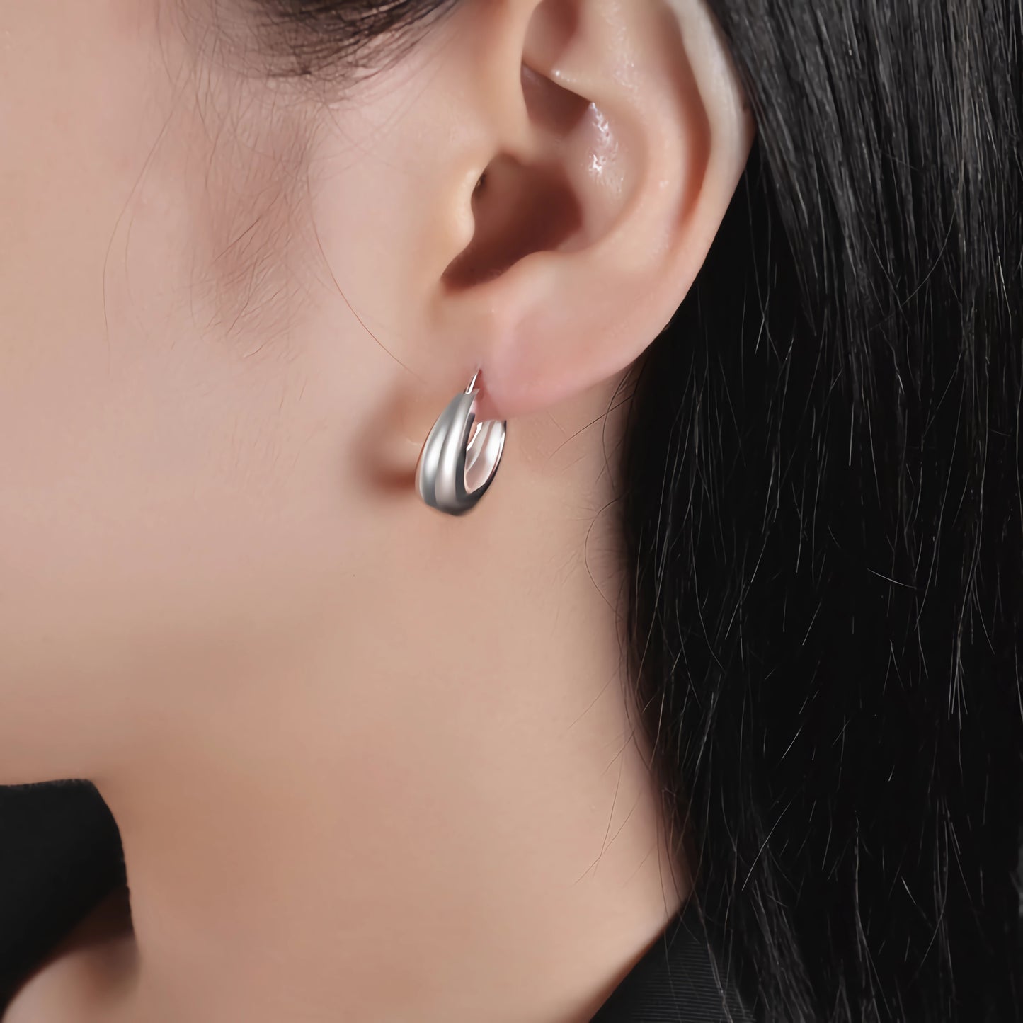 S925 Sterling Silver Fashionable Minimalist Classic Hoop Earrings