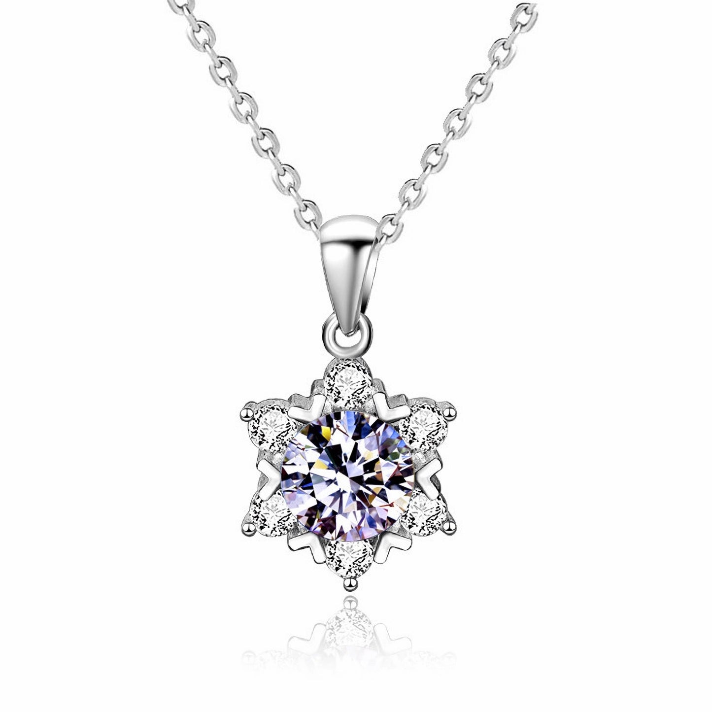 Mossanite S925 Sterling Silver Snowflake Pendant Necklace
