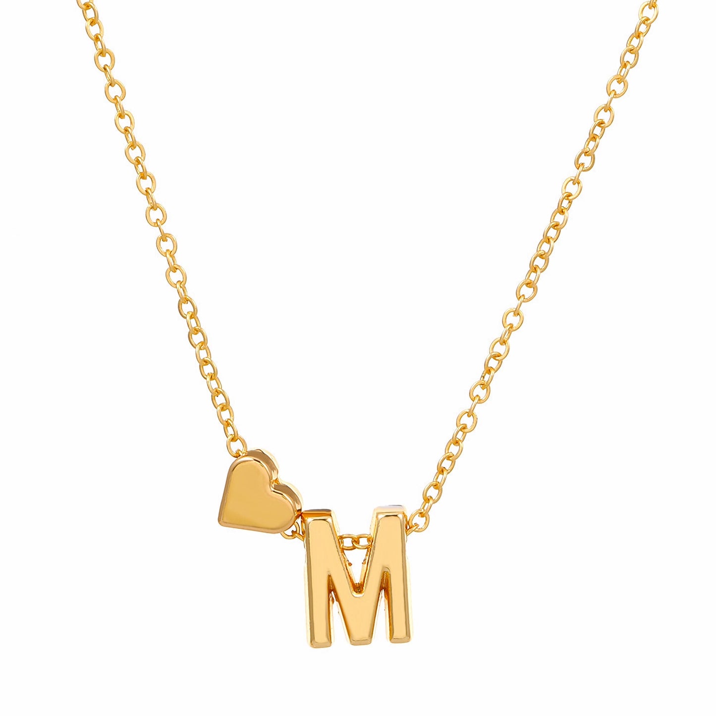 Minimalist Alphabet Necklace with Fashionable Hearts