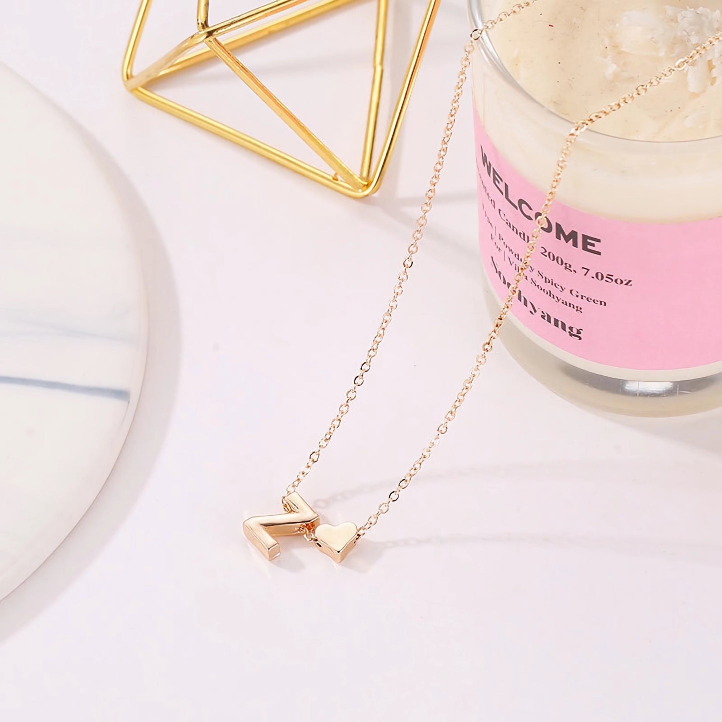Minimalist Alphabet Necklace with Fashionable Hearts