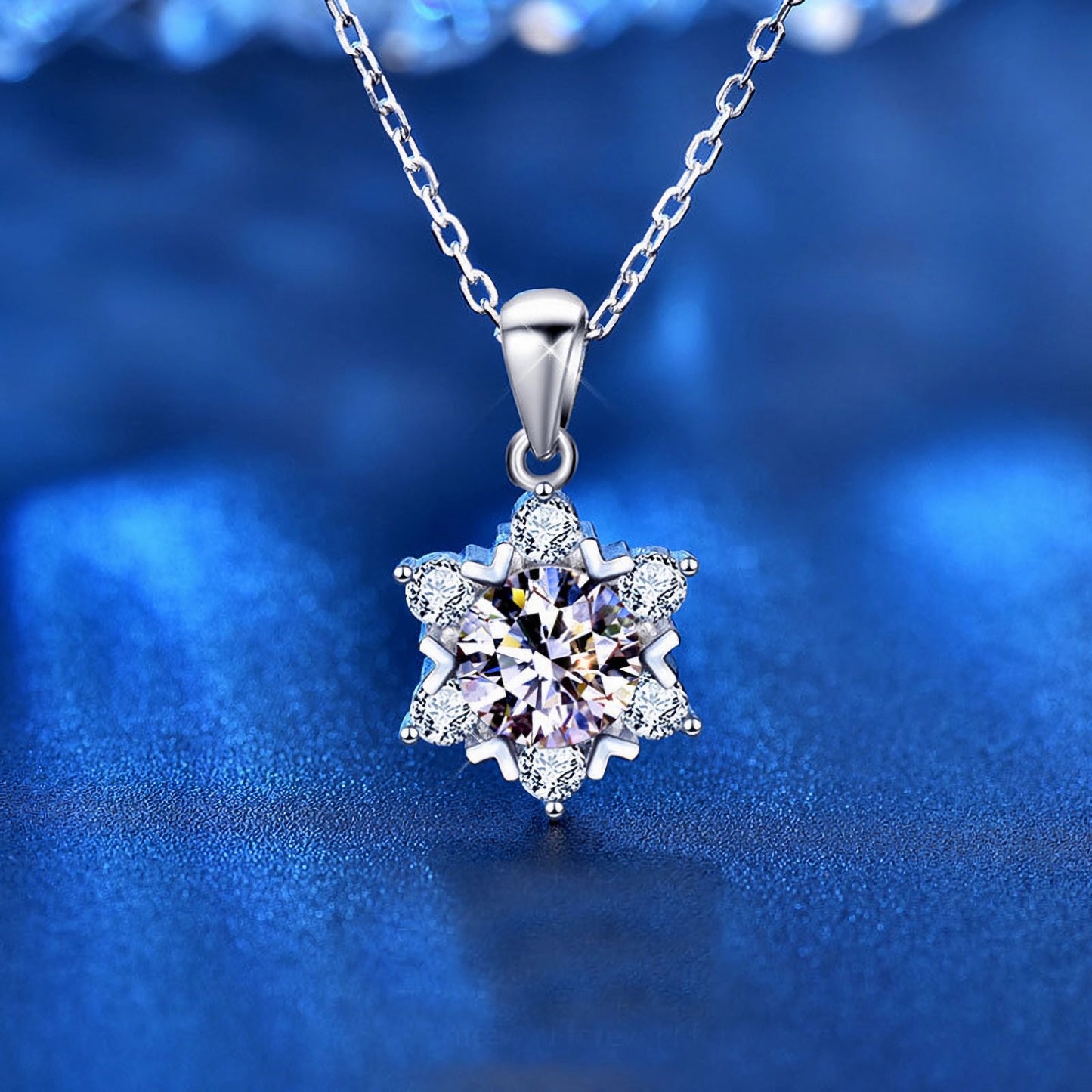 Mossanite S925 Sterling Silver Snowflake Pendant Necklace