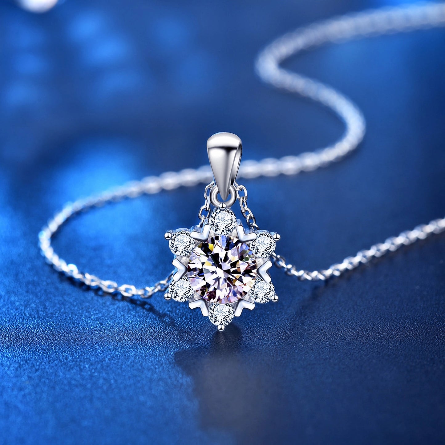 Mossanite S925 Sterling Silver Snowflake Pendant Necklace