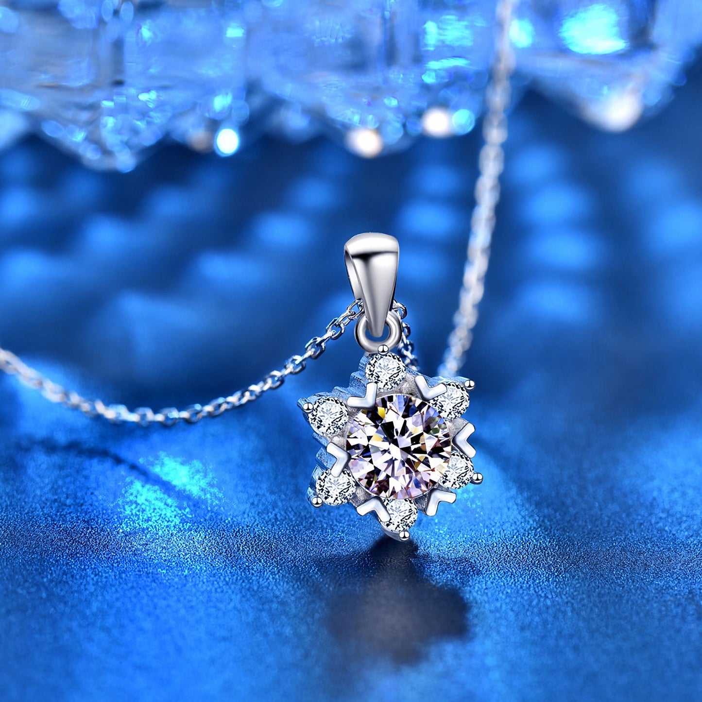 Mossanite S925 Sterling Silver Snowflake Pendant Necklace