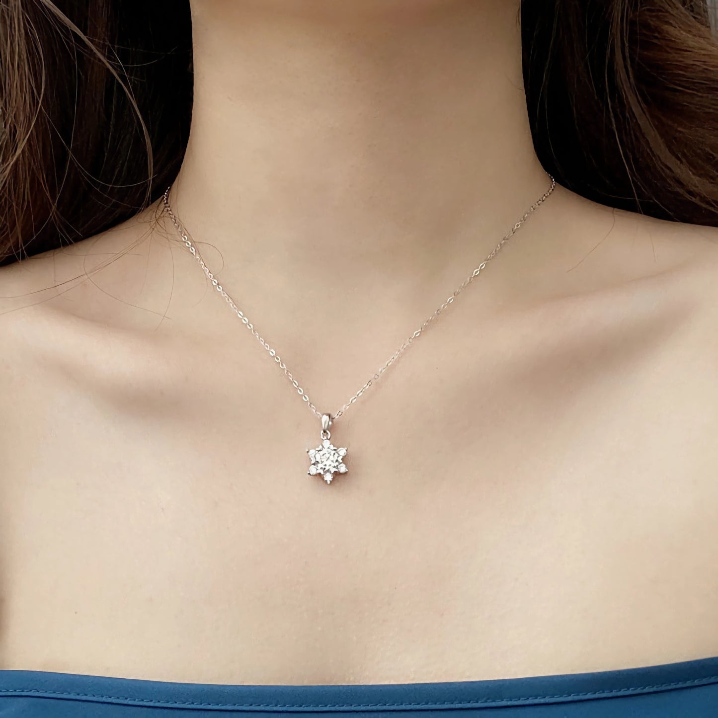 Mossanite S925 Sterling Silver Snowflake Pendant Necklace