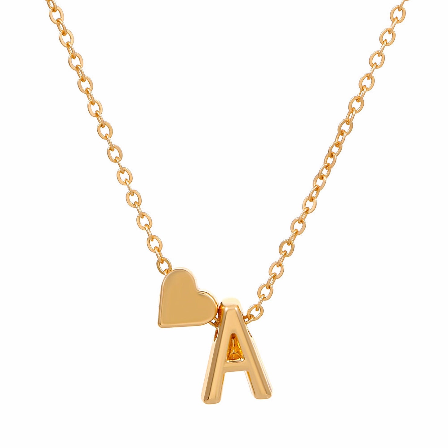 Minimalist Alphabet Necklace with Fashionable Hearts