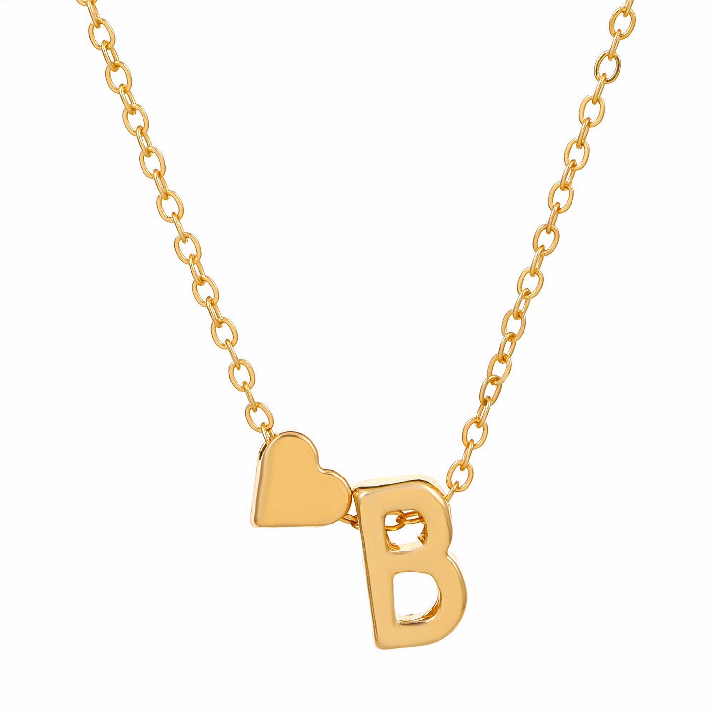 Minimalist Alphabet Necklace with Fashionable Hearts