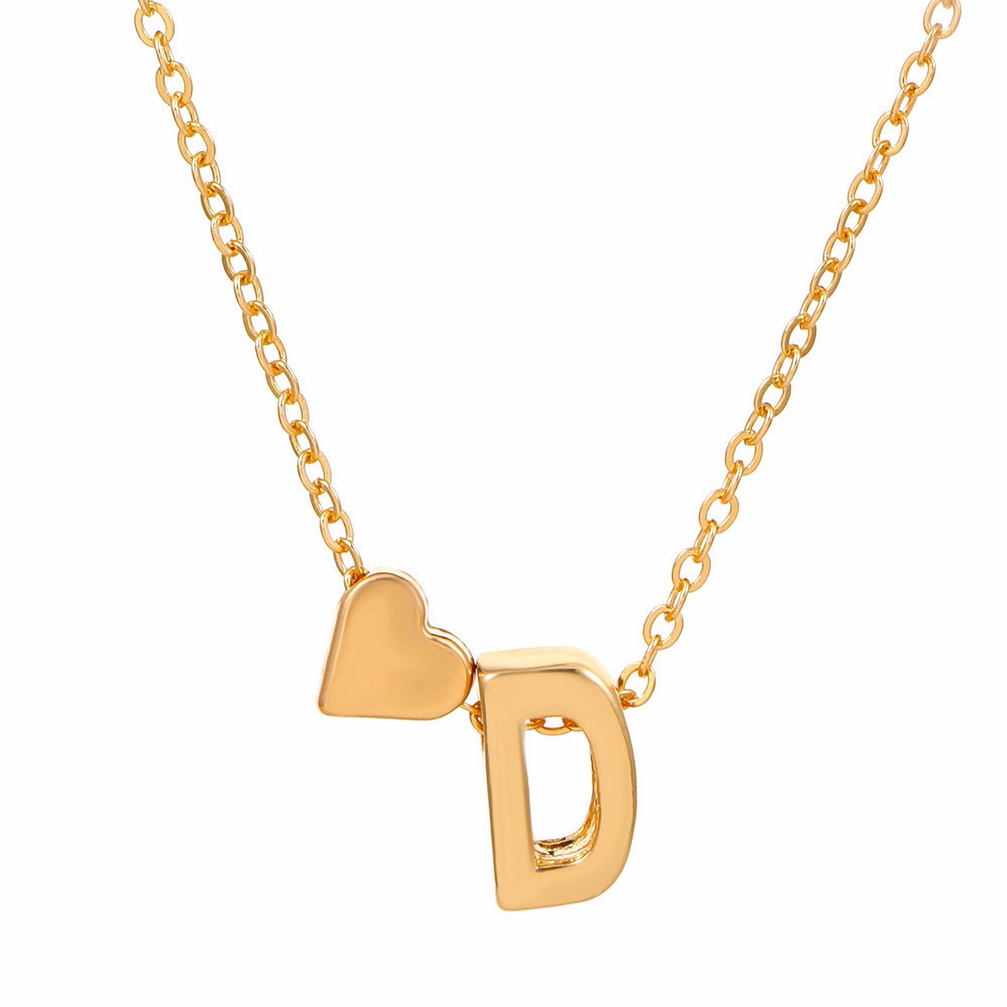 Minimalist Alphabet Necklace with Fashionable Hearts