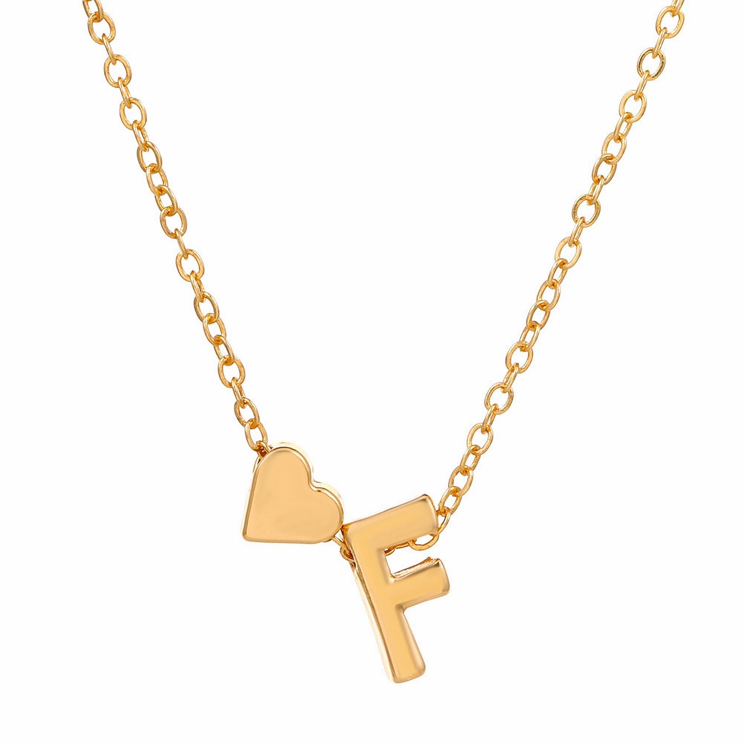 Minimalist Alphabet Necklace with Fashionable Hearts