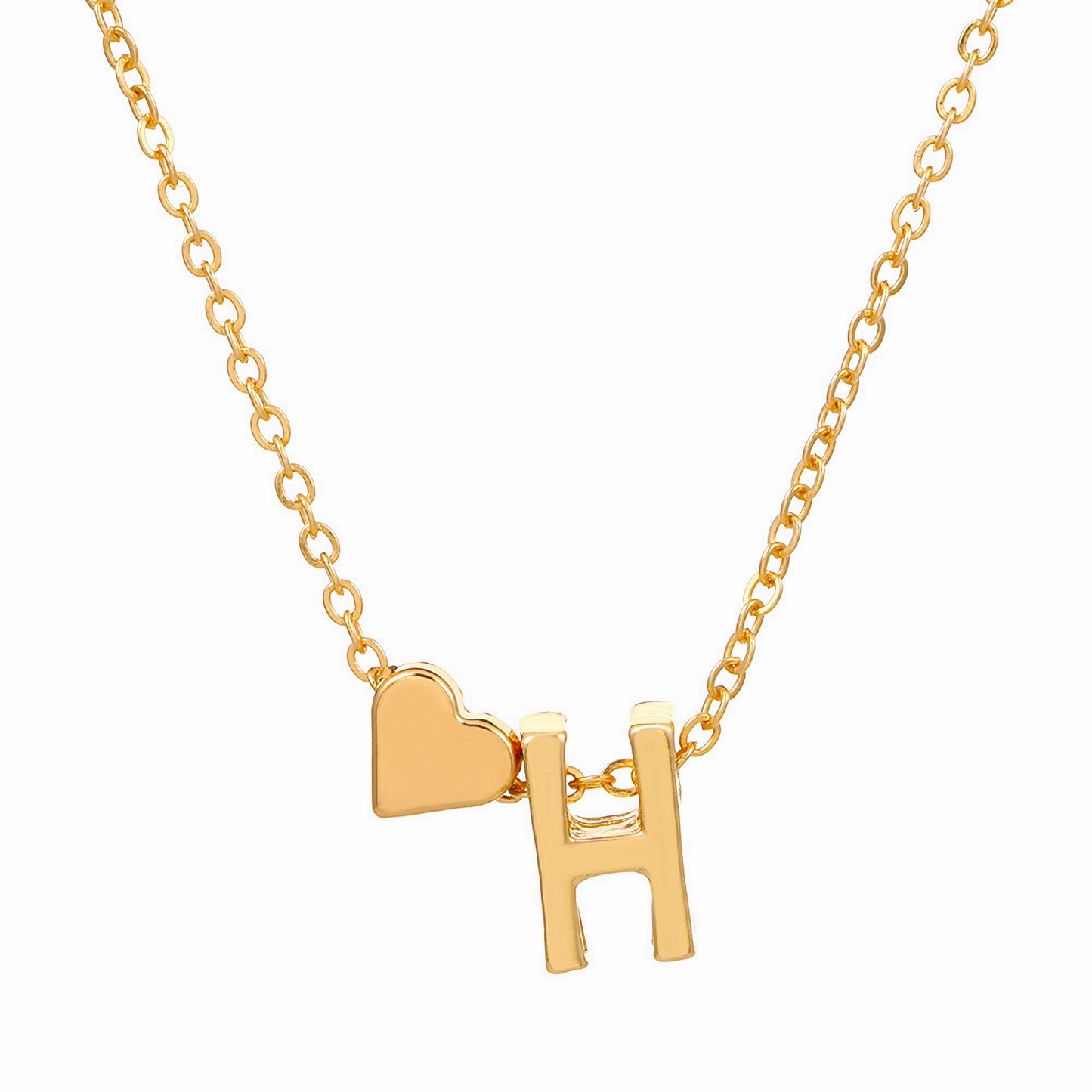 Minimalist Alphabet Necklace with Fashionable Hearts