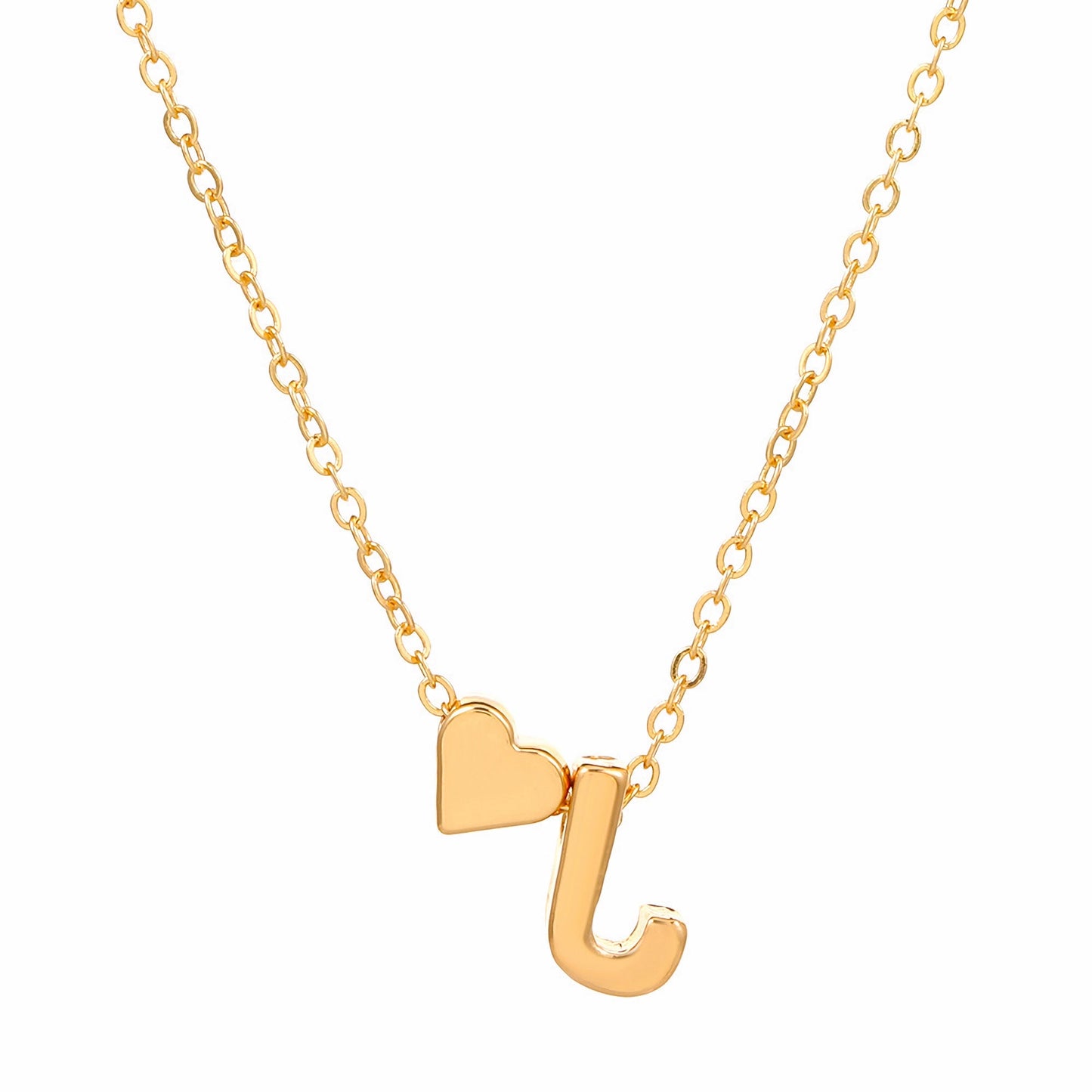 Minimalist Alphabet Necklace with Fashionable Hearts