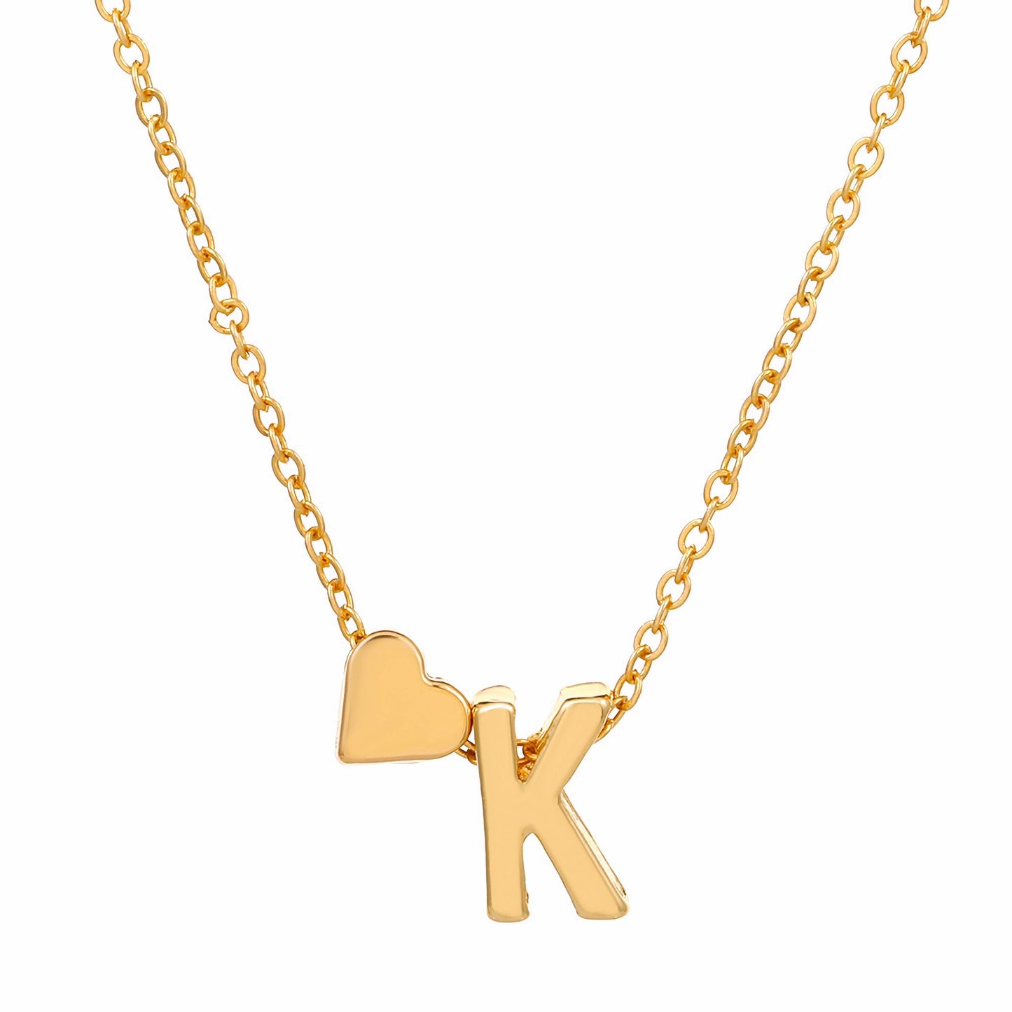 Minimalist Alphabet Necklace with Fashionable Hearts