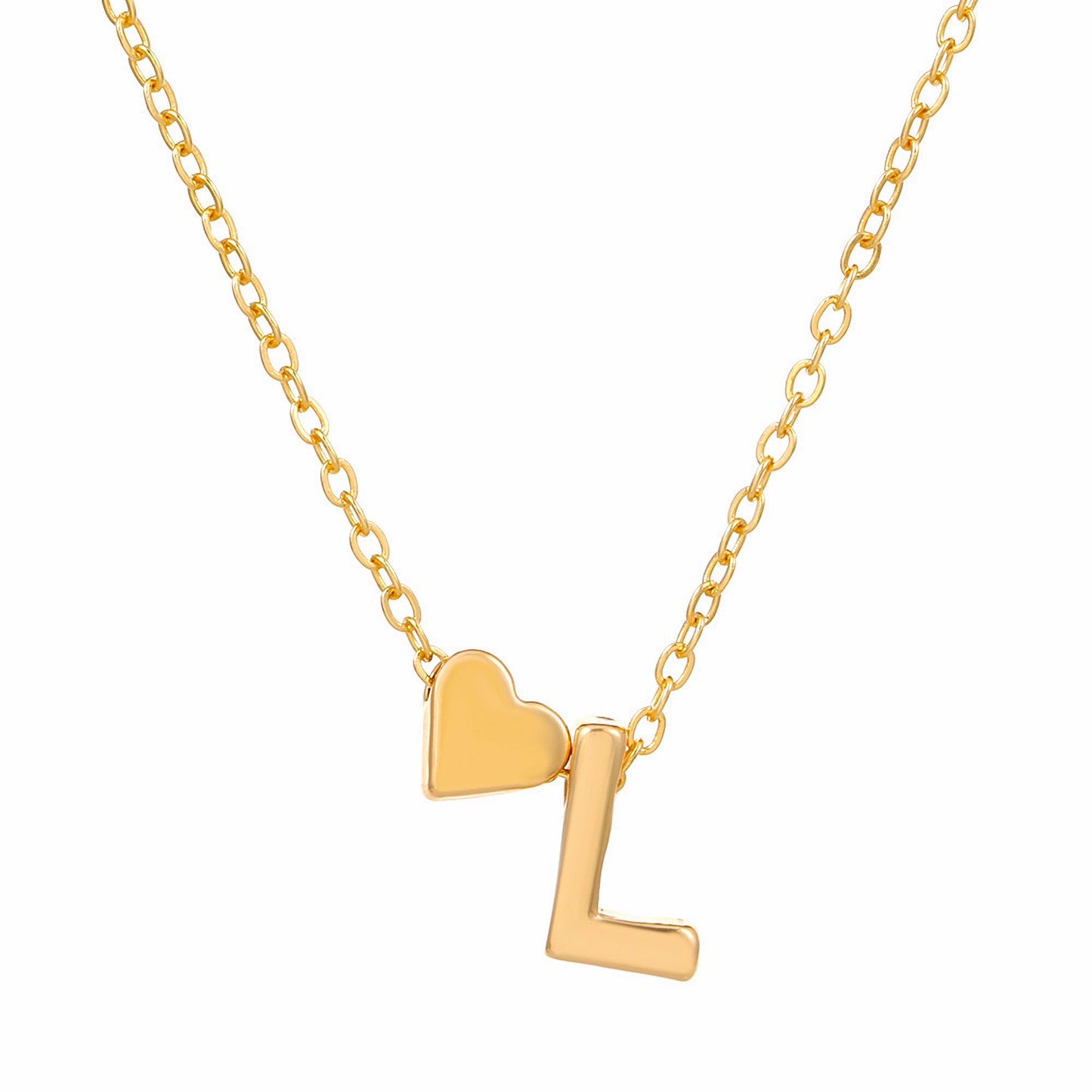 Minimalist Alphabet Necklace with Fashionable Hearts