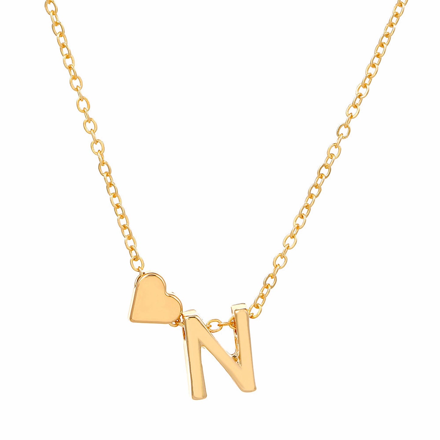 Minimalist Alphabet Necklace with Fashionable Hearts