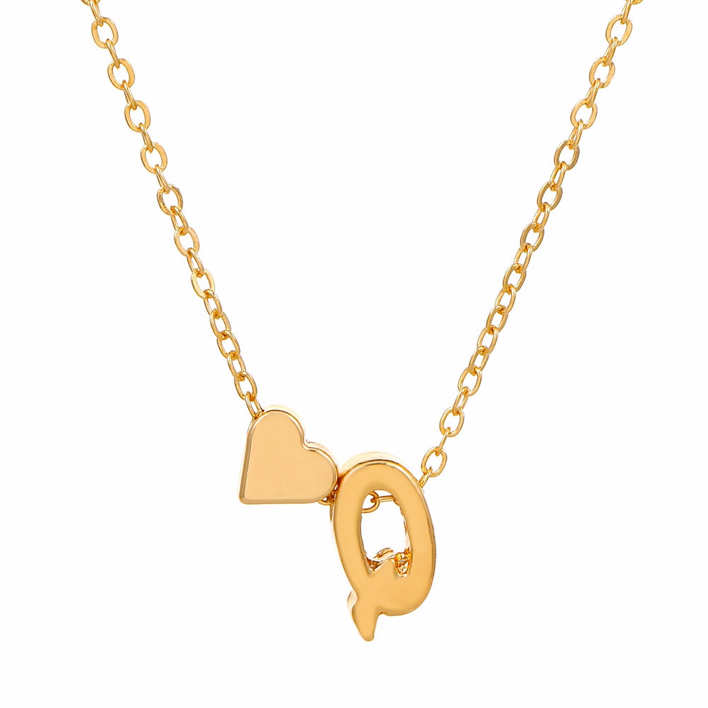 Minimalist Alphabet Necklace with Fashionable Hearts
