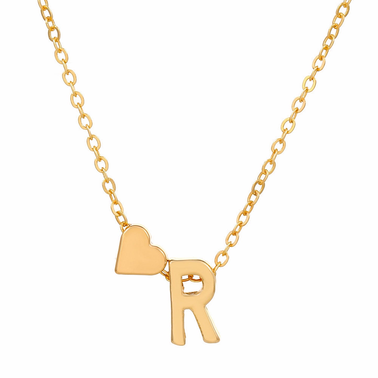 Minimalist Alphabet Necklace with Fashionable Hearts