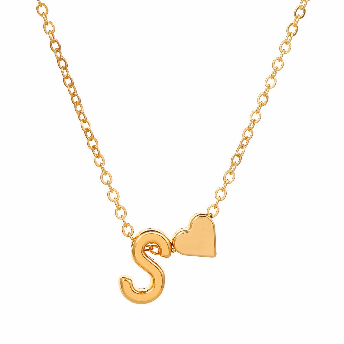 Minimalist Alphabet Necklace with Fashionable Hearts