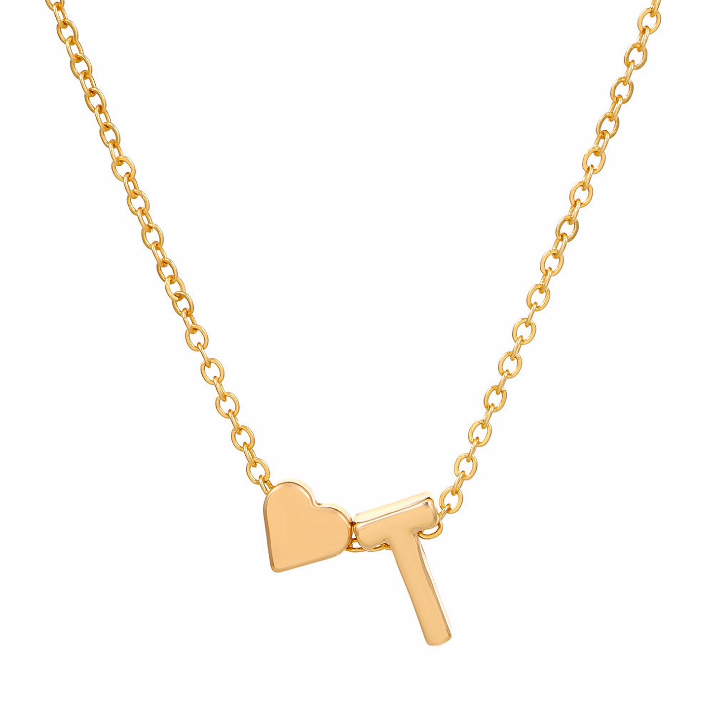 Minimalist Alphabet Necklace with Fashionable Hearts