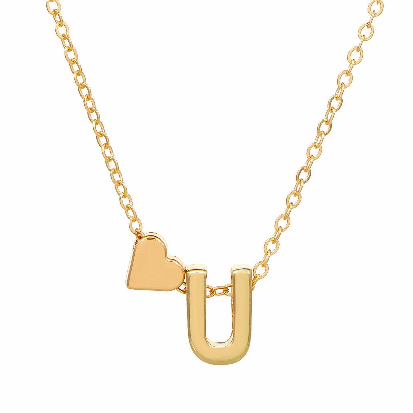 Minimalist Alphabet Necklace with Fashionable Hearts