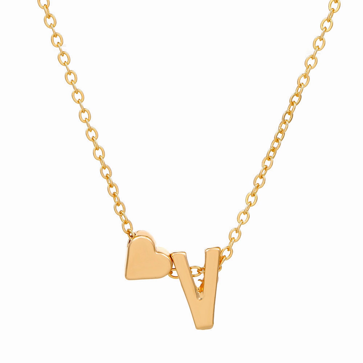 Minimalist Alphabet Necklace with Fashionable Hearts