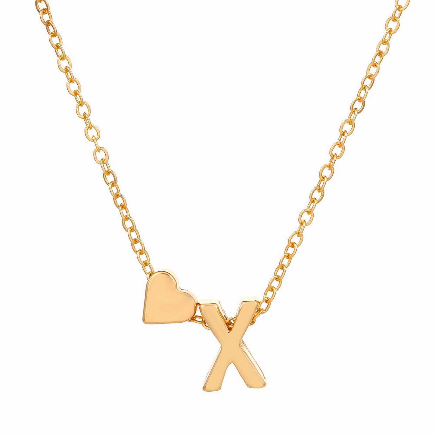 Minimalist Alphabet Necklace with Fashionable Hearts
