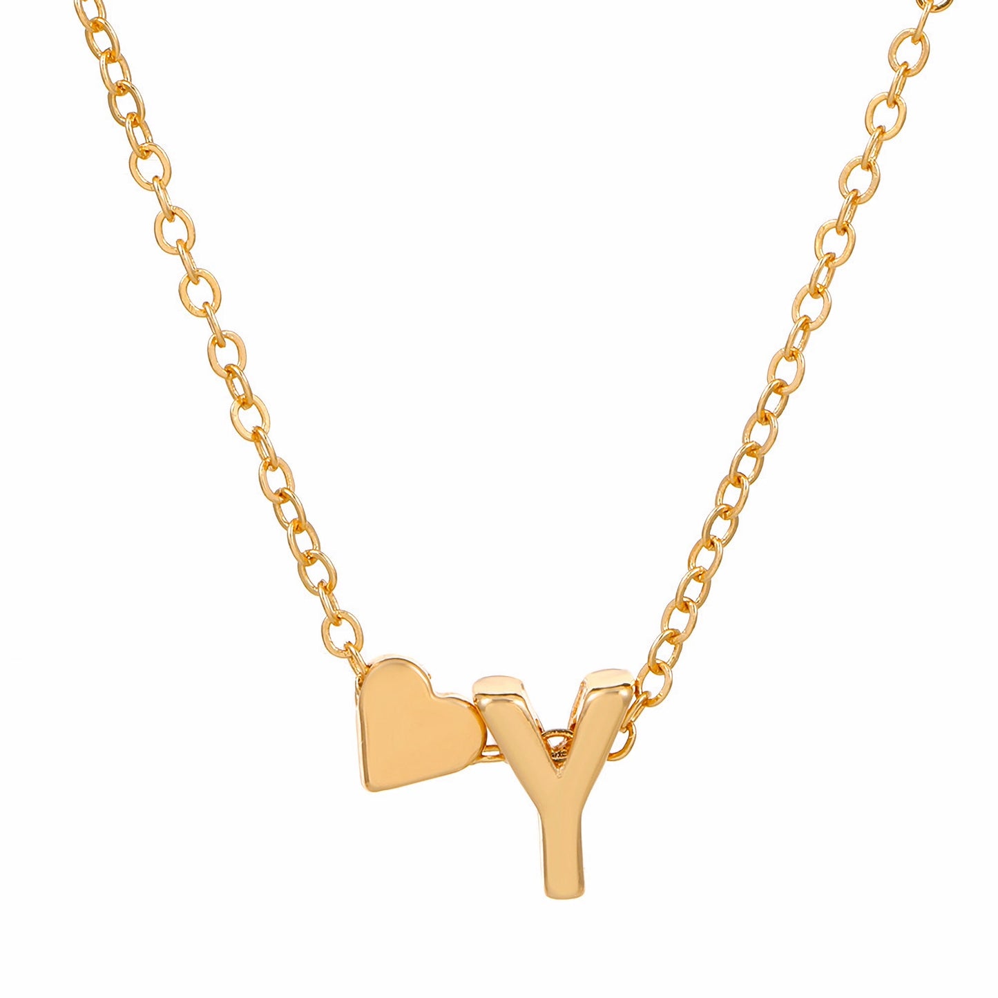 Minimalist Alphabet Necklace with Fashionable Hearts