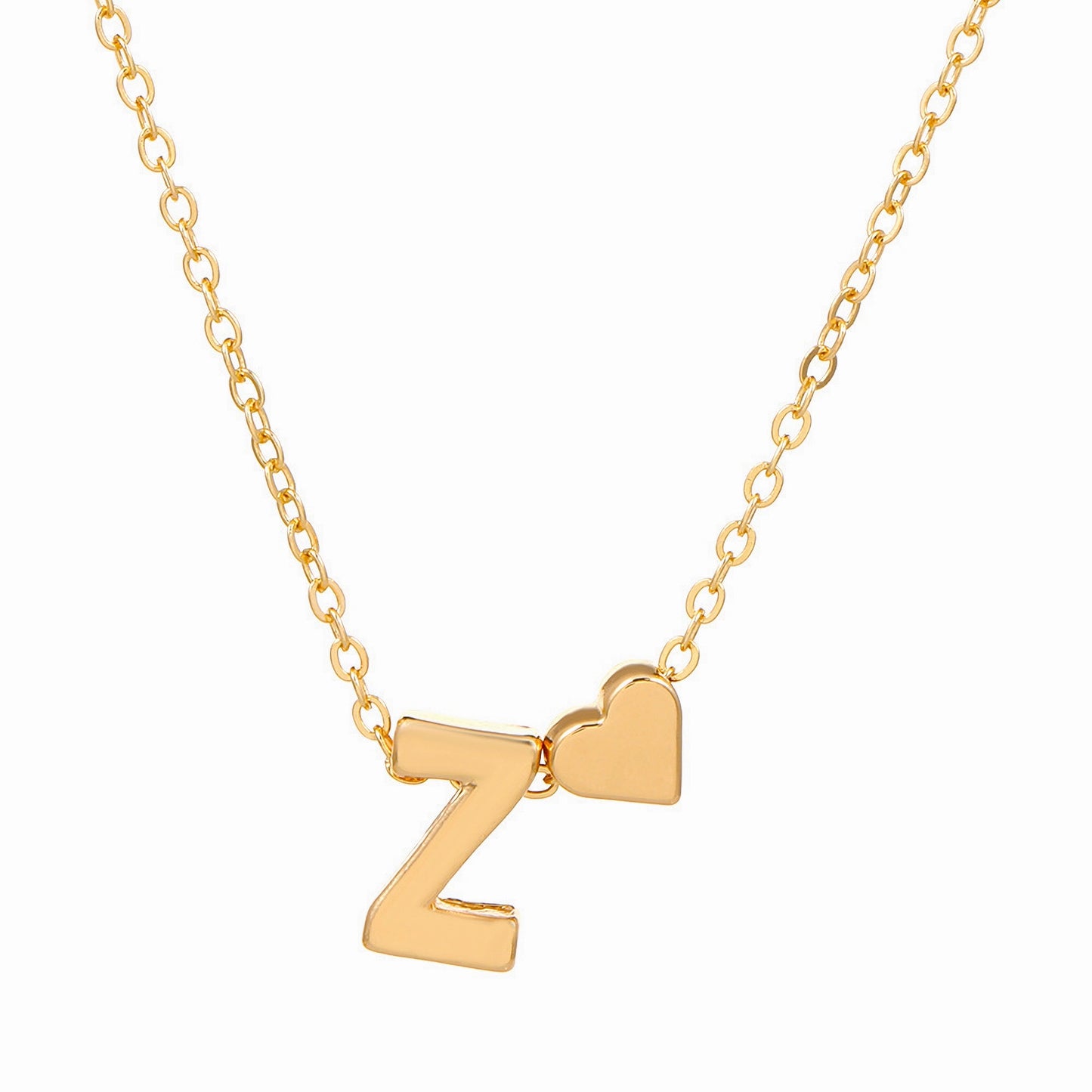 Minimalist Alphabet Necklace with Fashionable Hearts