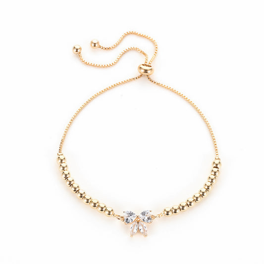 Micro-Inlaid Cubic Zirconia Butterfly Adjustable Bracelet