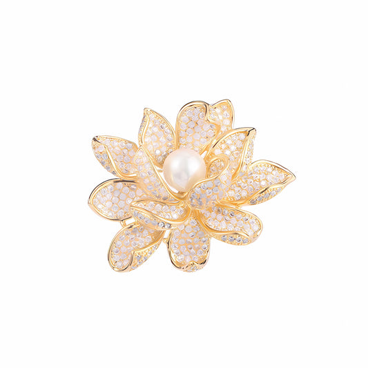 Pearl 3D Lotus Brooch
