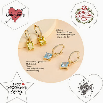 Copper-plated 14K Real Gold Diamond Earrings
