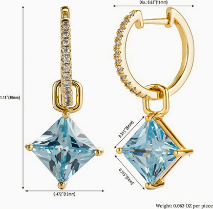 Copper-plated 14K Real Gold Diamond Earrings