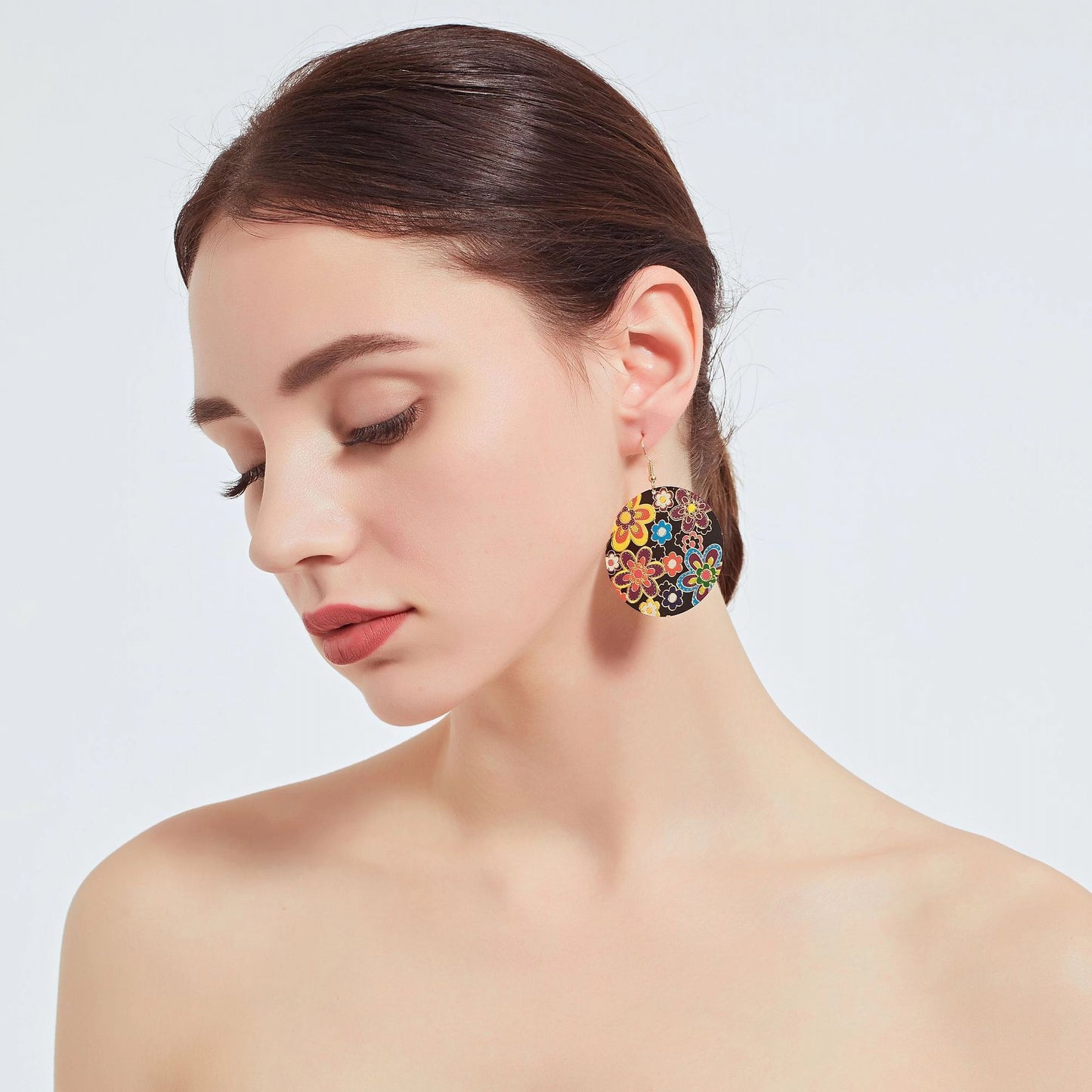 New Fashionable Exaggerated Computer Chip Oil Splatter Flower Earrings