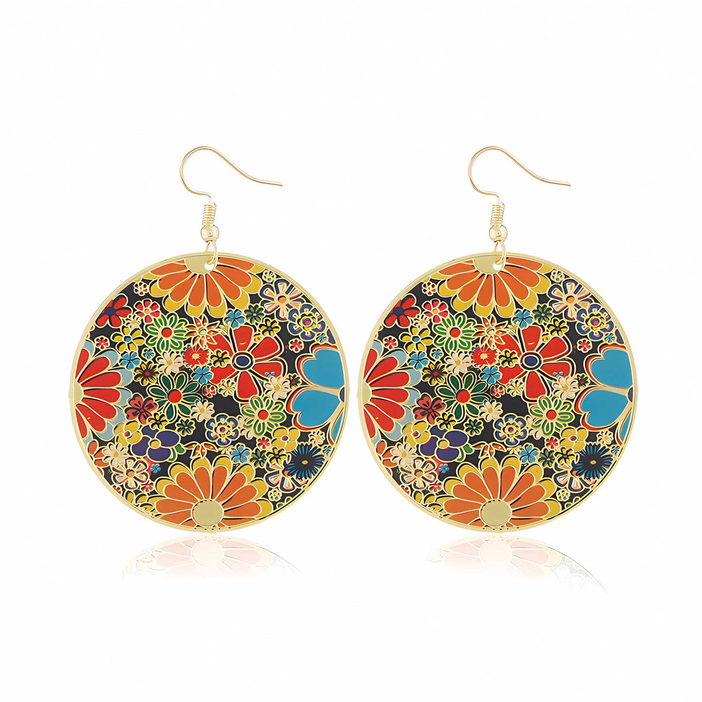 New Fashionable Exaggerated Computer Chip Oil Splatter Flower Earrings