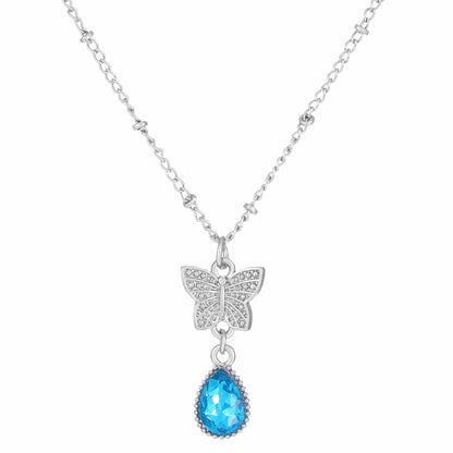 Fashionable Micro-Inlaid Cubic Zirconia Angel Wing Pendant Necklace