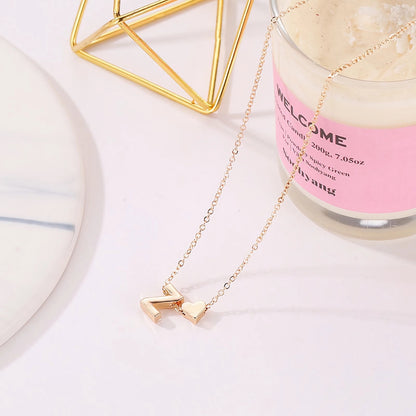 Minimalist Alphabet Necklace with Fashionable Hearts