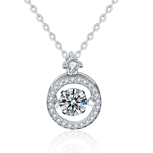 Mossanite S925 Sterling Silver Beating Heart Pendant Necklace