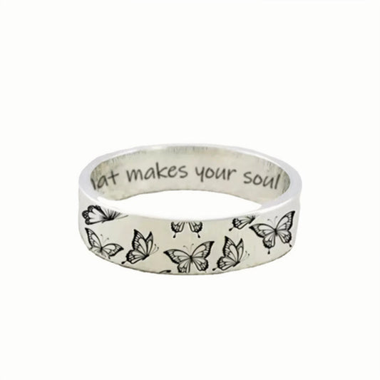 925 Sterling Silver Vintage Carved Butterfly Ring