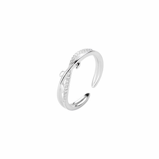 S925 Sterling Silver Micro Inlaid Diamond Olive Leaf Ring