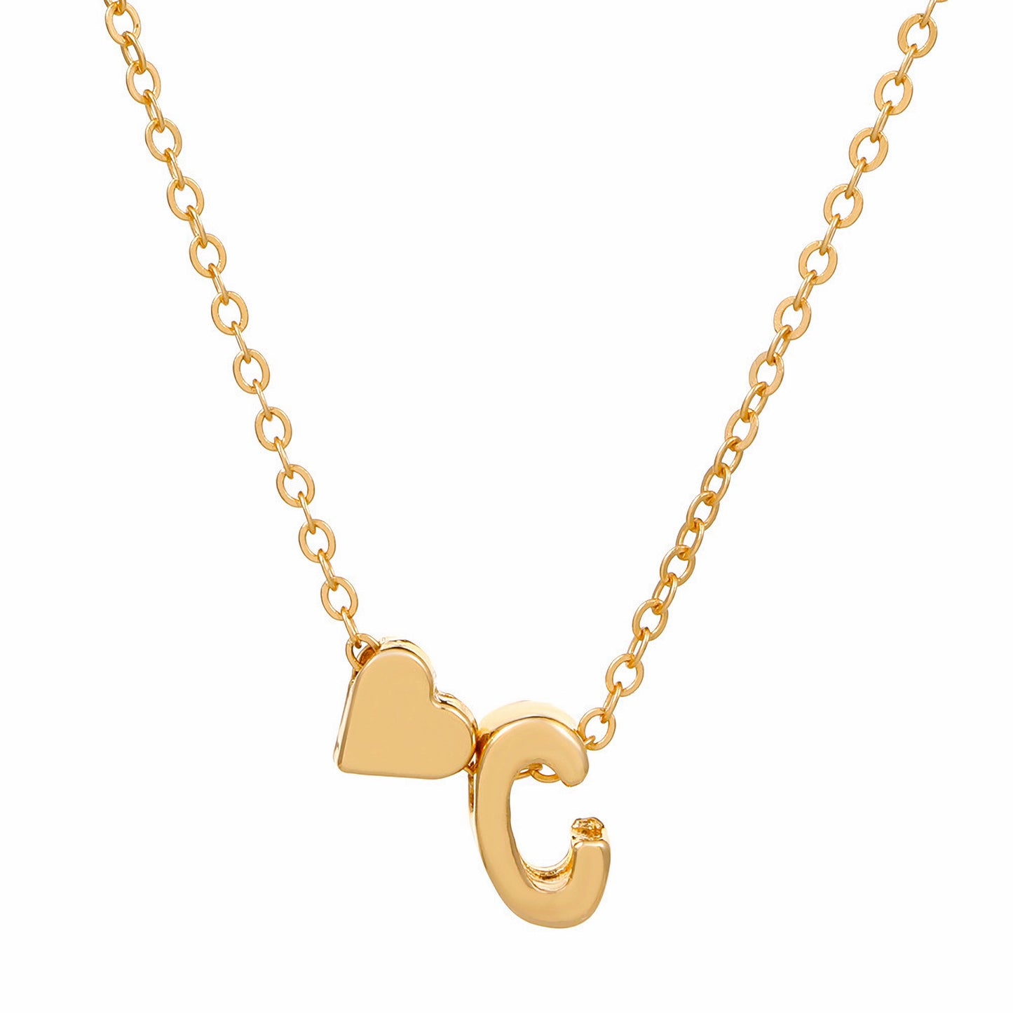 Minimalist Alphabet Necklace with Fashionable Hearts