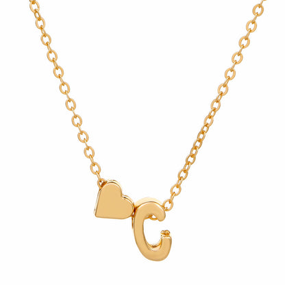 Minimalist Alphabet Necklace with Fashionable Hearts