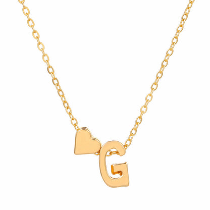 Minimalist Alphabet Necklace with Fashionable Hearts