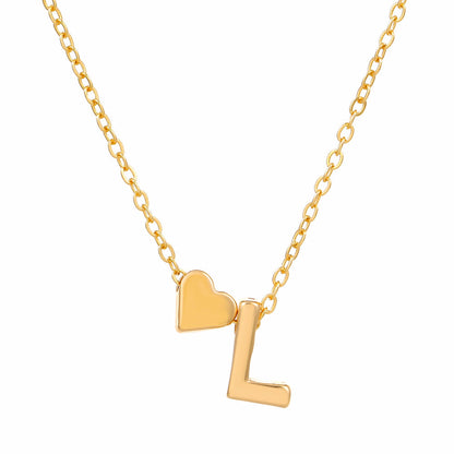 Minimalist Alphabet Necklace with Fashionable Hearts