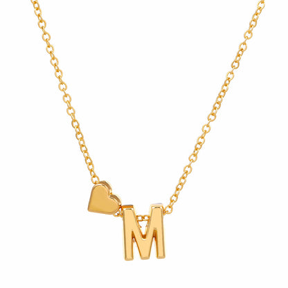 Minimalist Alphabet Necklace with Fashionable Hearts