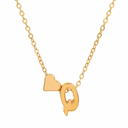 Minimalist Alphabet Necklace with Fashionable Hearts