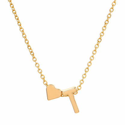 Minimalist Alphabet Necklace with Fashionable Hearts