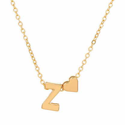 Minimalist Alphabet Necklace with Fashionable Hearts